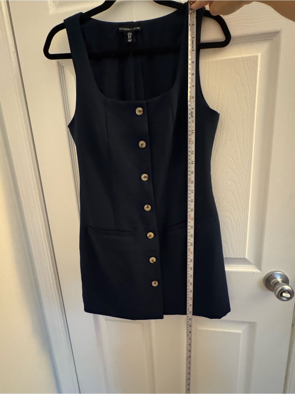 Sincerly Jules Navy Square-Neck Button-Front Mini Dress - Picture 6 of 8